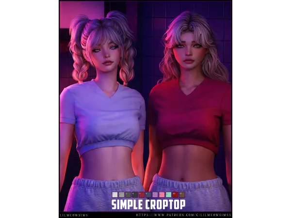 Alpha Simple Crop Top - The Sims 4 Custom Content