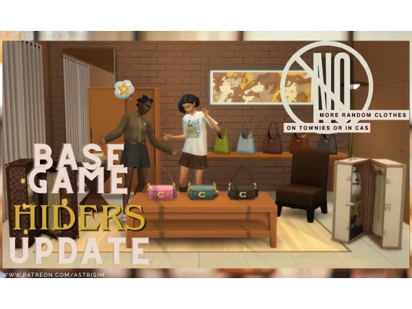 Mix Base Game Hiders Update EA January Patch 2026 by astrisim - The Sims 4 Custom Content