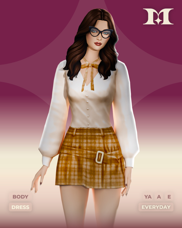 Maxis Match Muse Blouse Belted Dress by simsfinds - The Sims 4 Custom Content