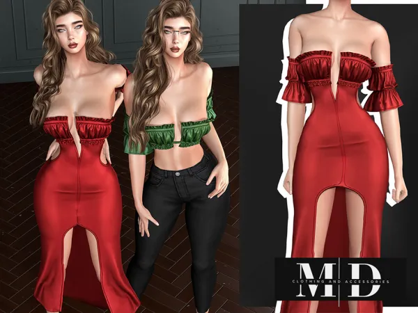 Alpha Musa Collection Midi Dress and Delicate Silk Top - The Sims 4 Custom Content