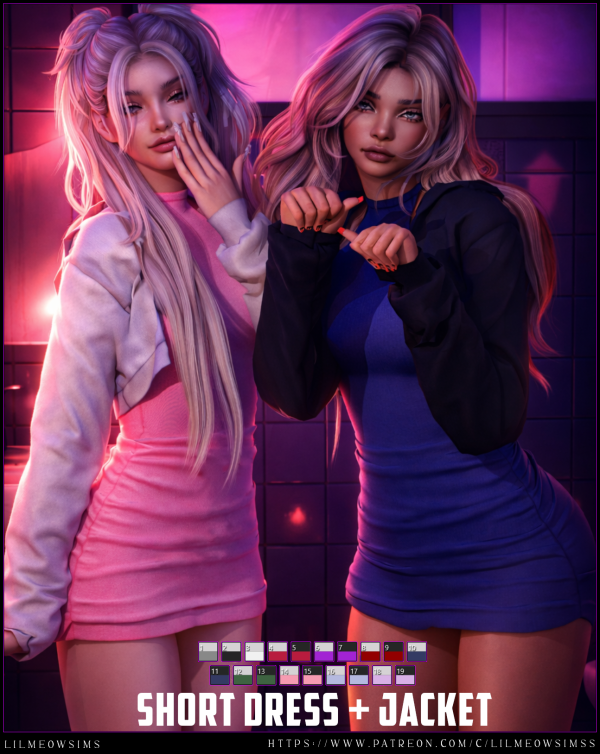 Alpha ShortDressJacket by liilmeowsims - The Sims 4 Custom Content