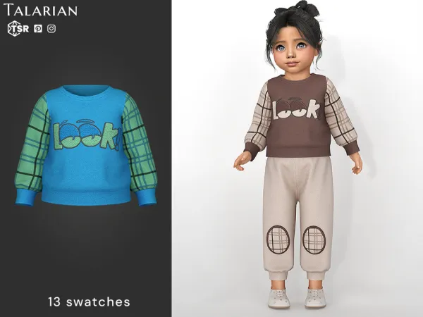 Alpha June Long Sleeve Printed Sweater by talarian - The Sims 4 Custom Content