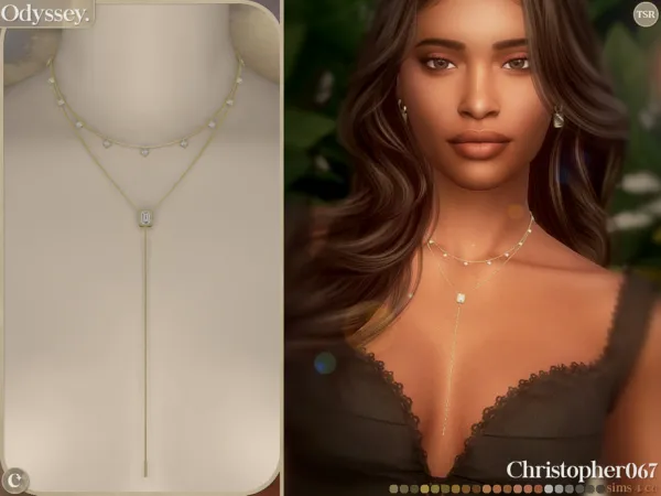 Mix Odyssey Necklace Diamond Lariat Layered Necklace - The Sims 4 Custom Content