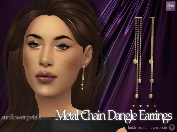 Mix Metal Chain Dangle Earrings - The Sims 4 Custom Content