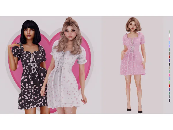 Alpha Ari Ditsy Floral Dress - The Sims 4 Custom Content