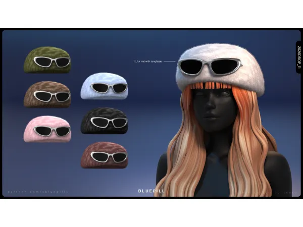 Alpha (Bluepill) 2026DROP_11_Fur Hat with sunglasses - The Sims 4 custom content