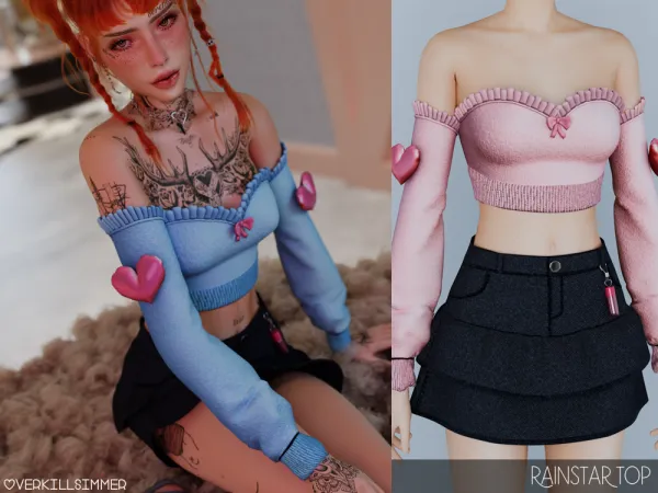 Alpha Rainstar top - The Sims 4 Custom Content