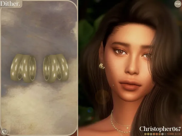 Mix Dither Earrings Double Hoop Earrings - The Sims 4 Custom Content
