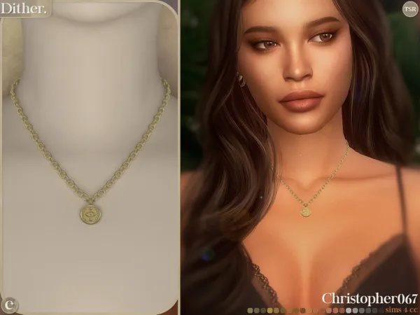 Alpha Dither Necklace Chain Evil Eye Medallion Necklace - The Sims 4 Custom Content