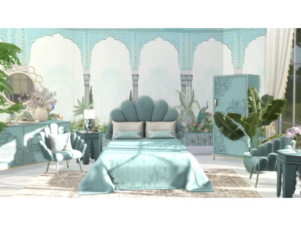 Alpha The Sleepy Peacock Panoramic Wallpaper - The Sims 4 Custom Content