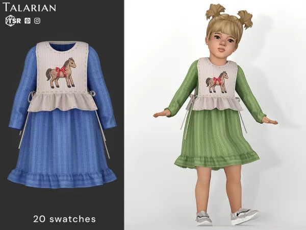 Alpha Emersyn Dress With Embroidered Apron by talarian - The Sims 4 Custom Content