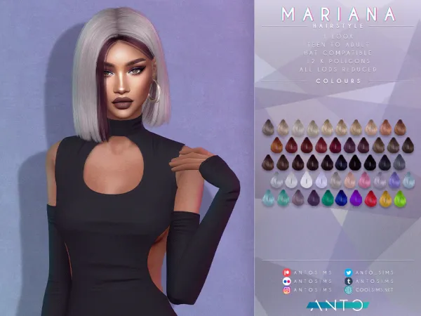Alpha Mariana Hairstyle by Anto - The Sims 4 Custom Content