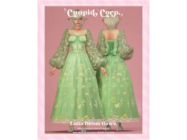 Alpha cuupid corp luna bloom gown - The Sims 4 Custom Content