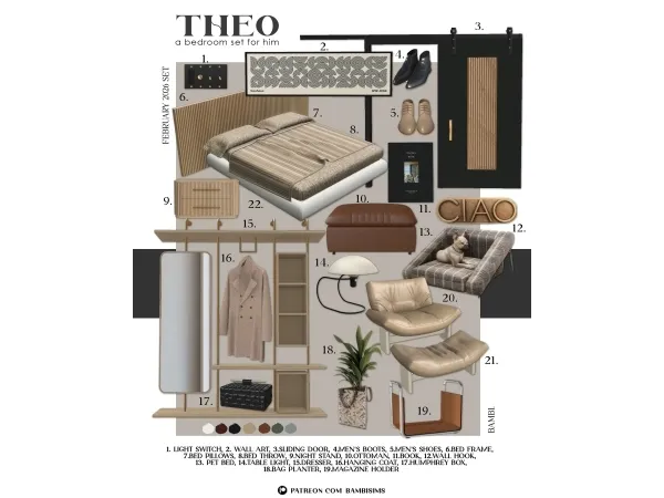 Alpha theo bedroom set - The Sims 4 Custom Content