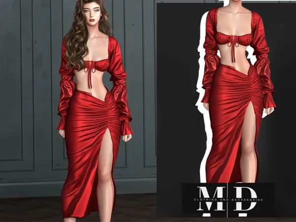 Alpha Silk Romance dress and top - The Sims 4 Custom Content