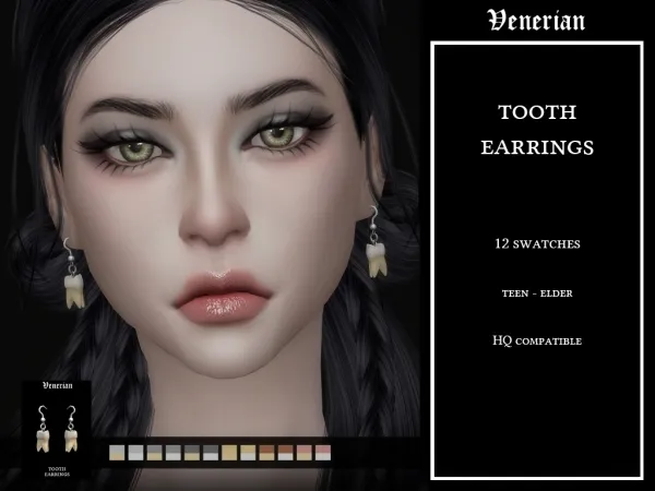 Mix Tooth Earrings by Venerian - The Sims 4 Custom Content