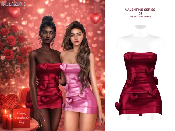 Alpha VALENTINE SERIES 01 Heart Mini Dress - The Sims 4 Custom Content