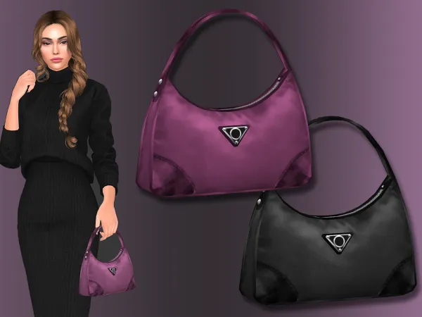 Alpha Baguette leather trim handbag by natalis - The Sims 4 Custom Content