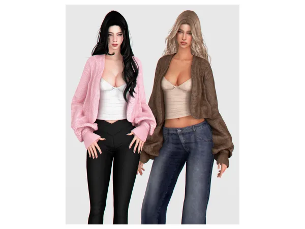 Alpha Loose Cardigan by backtrackcc - The Sims 4 Custom Content