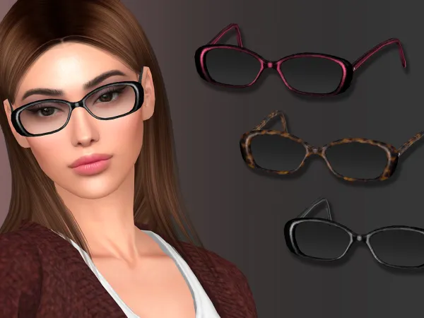 Alpha Oval frame acetate glasses - The Sims 4 Custom Content