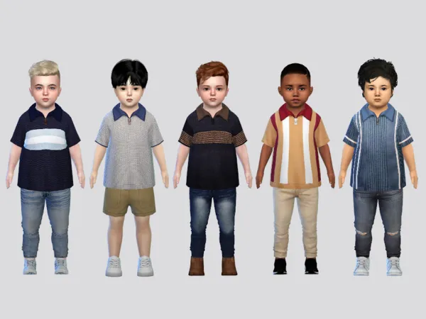 Alpha Jacquard Zipper Polo Toddler by McLayneSims - The Sims 4 Custom Content