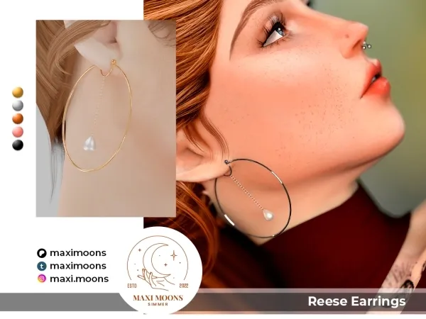 Alpha Reese Earrings - The Sims 4 custom content