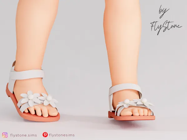 Maxis Match Toddler Sandals With Flowers And Pearls by FlyStone - The Sims 4 Custom Content