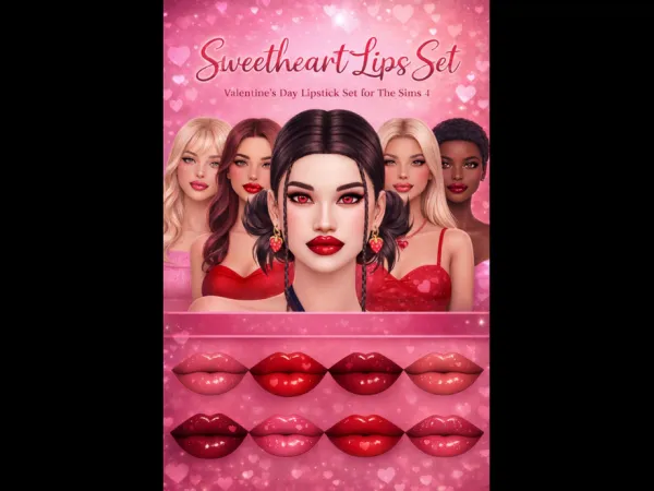 Mix Sweetheart Lips Set by LowElfEsteem - The Sims 4 Custom Content