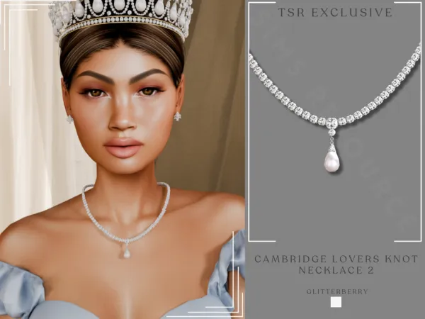 Alpha Cambridge Lovers Knot Necklace v2 by Glitterberryfly - The Sims 4 Custom Content