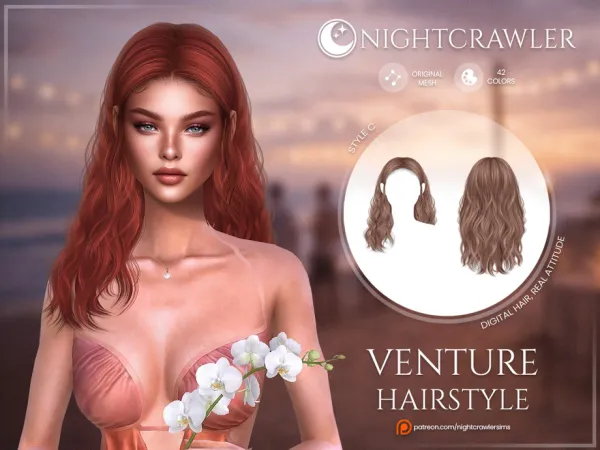 Alpha Nightcrawler Venture Hair STYLE C by Nightcrawler_Sims - The Sims 4 Custom Content