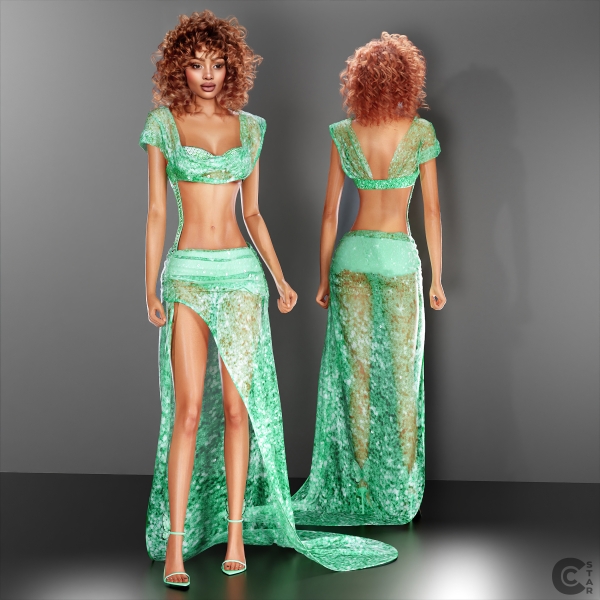 Alpha Sequin Draped Two Piece Gown with High Slit by cool_content_star - The Sims 4 custom content