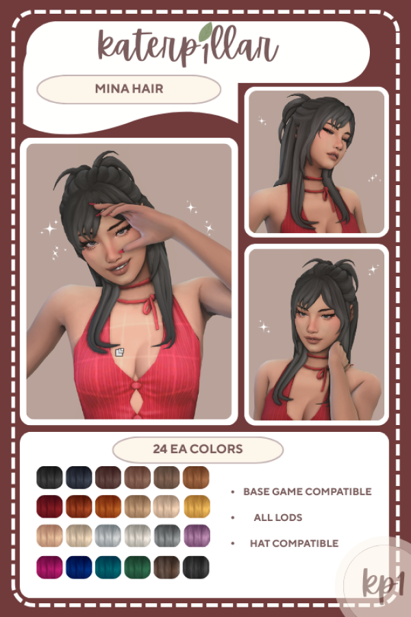 Maxis Match Mina Hair by simsfinds - The Sims 4 Custom Content