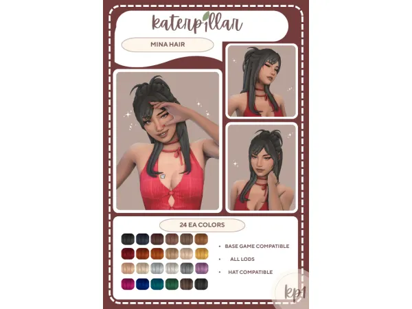 Maxis Match Mina Hair by katerp1llar - The Sims 4 Custom Content