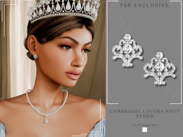 Alpha Cambridge Lovers Knot Studs by Glitterberryfly - The Sims 4 Custom Content