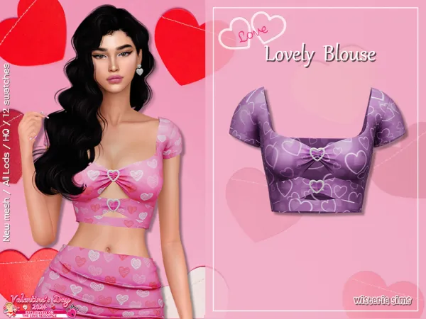 Alpha Lovely Blouse by WisteriaSims - The Sims 4 Custom Content