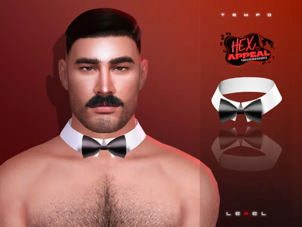 Alpha LEXEL Tempo male bow necklace by LEXEL_s - The Sims 4 Custom Content