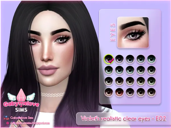 Maxis Match Violet's realistic clear eyes u2022 E02 contact default [HQ compatible] by GabymeloveSims - The Sims 4 Custom Content
