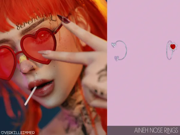 Alpha Aineh nose rings - The Sims 4 custom content