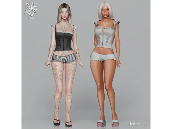 Alpha STRIPED BREEZE CLOTHING SET by tauve - The Sims 4 Custom Content