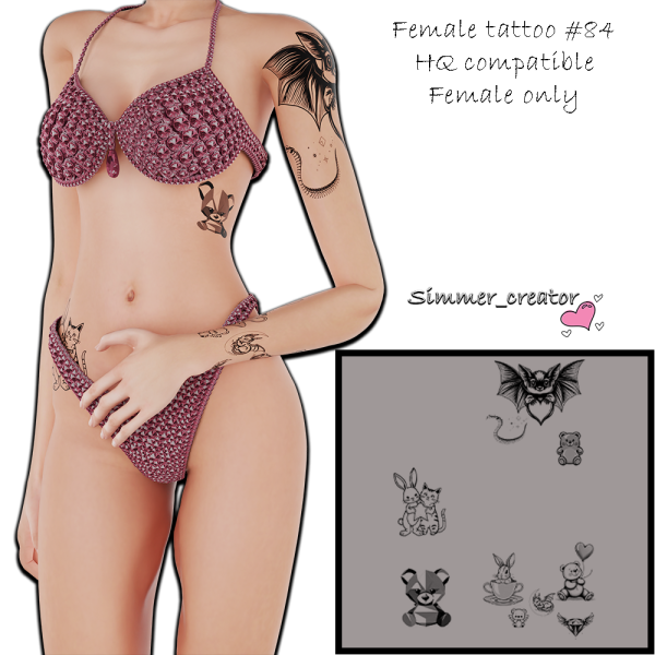 Alpha Female tattoo 84 by simmer_creator - The Sims 4 Custom Content