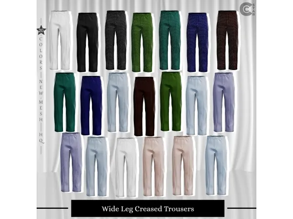 Alpha Male Wide Leg Creased Trousers cool_content_star - The Sims 4 custom content