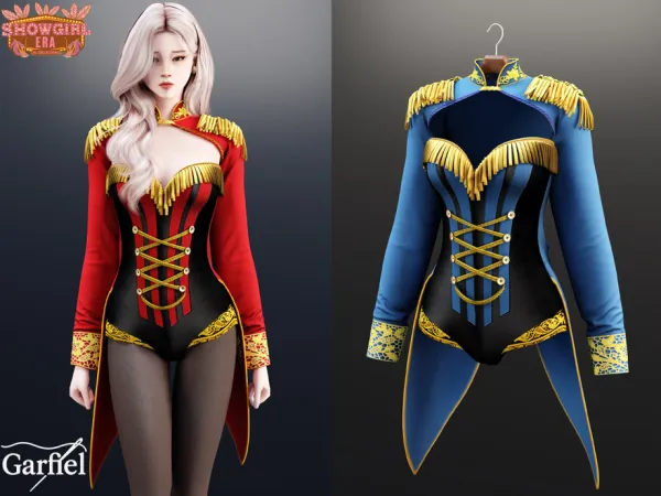 Alpha Adult Showgirls Era military inspired bodysuit by Garfiel - The Sims 4 custom content