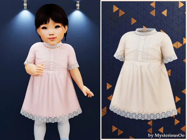 Alpha Infant Sweet lace dress by MysteriousOo - The Sims 4 custom content