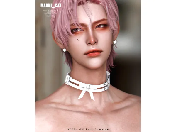 Alpha Necklace No22 double belt Bow by Maonicat - The Sims 4 Custom Content