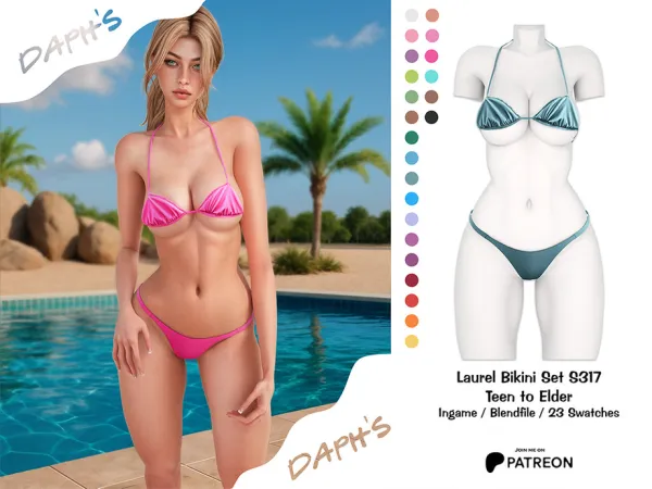 Alpha PATREON Laurel Bikini Set S317 by Daph's - The Sims 4 Custom Content