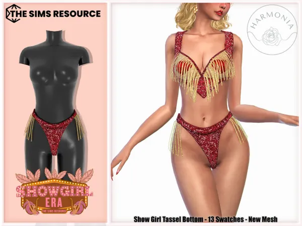 Alpha Showgirl Era Show Girl Tassel Bottom by Harmonia - The Sims 4 Custom Content