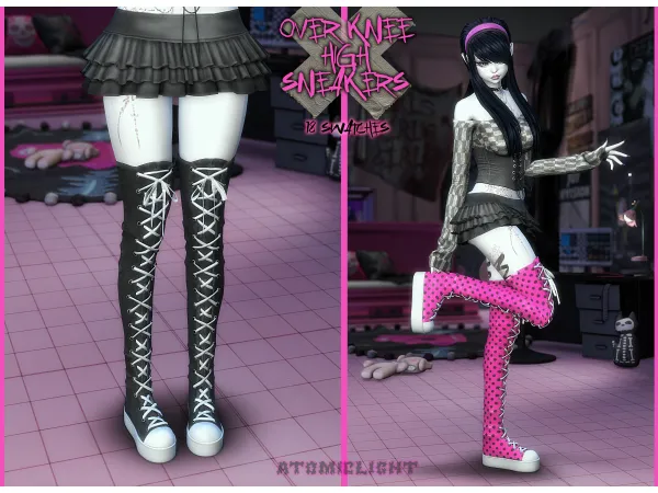 Mix Over knee high sneakers - The Sims 4 Custom Content