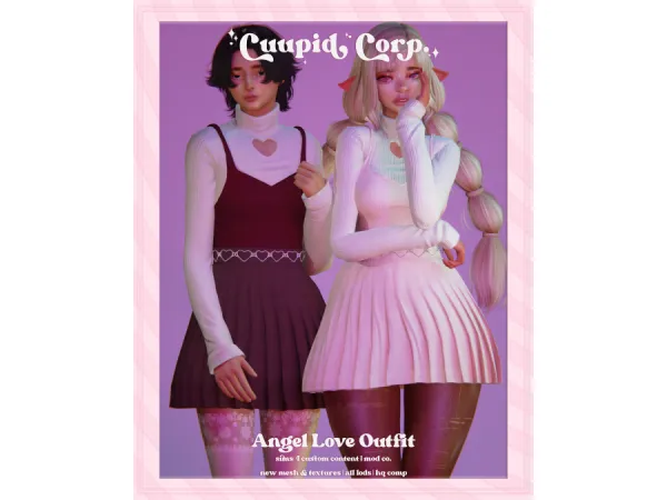 Alpha cuupid corp angel love outfit - The Sims 4 Custom Content
