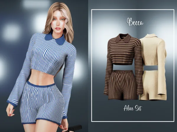 Alpha Becca u2013 Cocoa Check Alices Set - The Sims 4 Custom Content