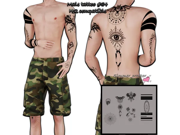 Alpha Male tattoo 84 - The Sims 4 Custom Content